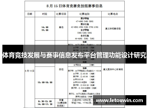 体育竞技发展与赛事信息发布平台管理功能设计研究